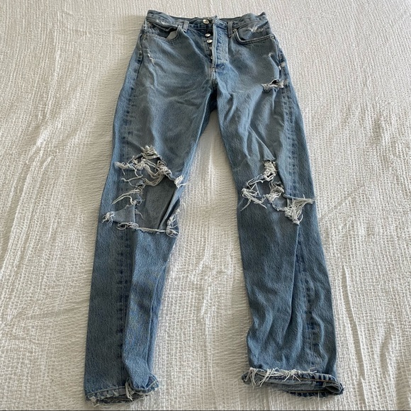 Agolde Denim - Agolde High waist Button fly destroyed jeans